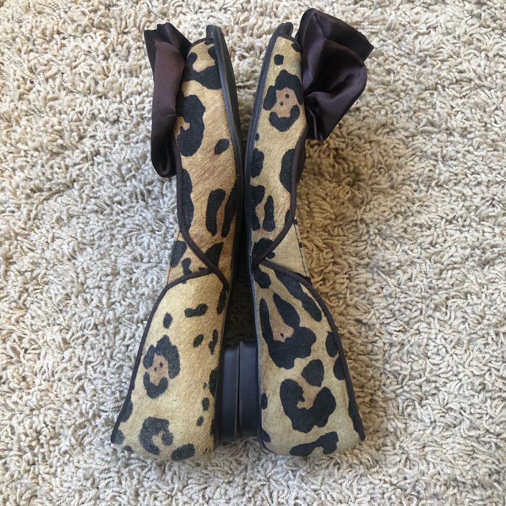 Libby Edelman Kendra Cheetah Bow Open Toe Shoes Flats size 7.5 - Picture 5 of 9